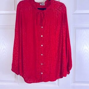 Show Me Your Mumu Vintage Women's Red Alicia Tunic Silky Cheetah Top
